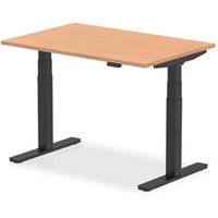 Air 1200 x 800mm Height Adjustable Office Desk Oak Top Black Leg
