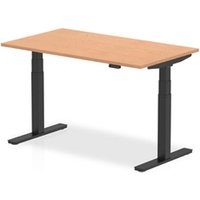 Air 1400 x 800mm Height Adjustable Office Desk Oak Top Black Leg