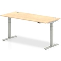 Air 1800x800mm Height Adjustable Desk Maple Top Cable Ports Silver Leg