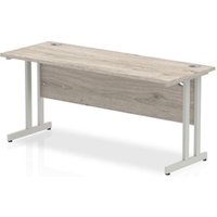 Impulse 1600 x 600mm Straight Desk Grey Oak Top Silver Cantilever Leg