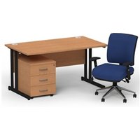 Impulse 1400mm Straight Office Desk Oak Top Black Cantilever Leg with