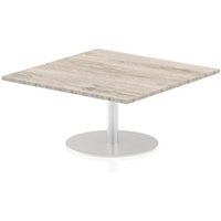 Italia 1000mm Square Coffee Table Grey Oak Top 475mm High Silver Leg