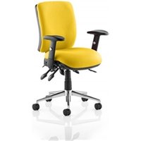 Chiro Medium Back Task Operators Chair Height Adjustable Arms - Senna Yellow