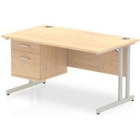 Impulse 1400 x 800mm Straight Office Desk Maple Top Silver Cantilever