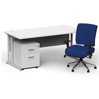 Impulse 1800mm Straight Office Desk White Top Silver Cantilever Leg