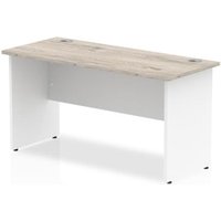 Impulse 1400 x 600mm Straight Office Desk Grey Oak Top White Panel End