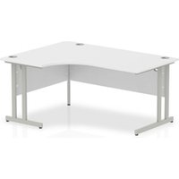 0 Impulse 1600mm Left Crescent Office Desk White Top Silver Cantilever