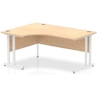 Impulse 1600mm Left Crescent Office Desk Maple Top White Cantilever