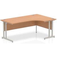 Impulse 1800mm Right Crescent Office Desk Oak Top Silver Cantilever