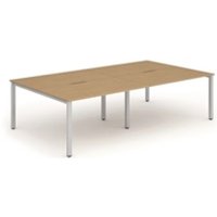 Evolve Plus 1200mm B2B 4 Person Office Bench Desk Oak Top Silver Frame