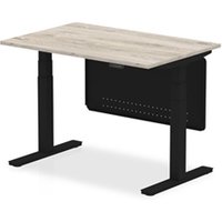 Air 1200x800 Height Adjustable Desk Grey Oak Black Leg Modesty Panel