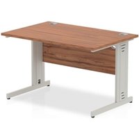 Impulse 1200 x 800mm Straight Office Desk Walnut Top Silver Cable