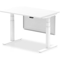 Air Modesty 1200 x 800mm Height Adjustable Office Desk White Top White