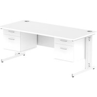 Impulse 1800 x 800mm Straight Office Desk White Top White Cable