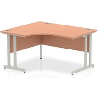0 Impulse 1400mm Left Crescent Office Desk Beech Top Silver Cantilever