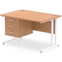 Impulse 1200 x 800mm Straight Office Desk Oak Top White Cantilever Leg