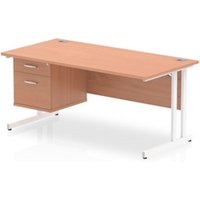 Impulse 1600 x 800mm Straight Office Desk Beech Top White Cantilever
