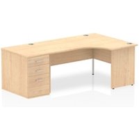 Impulse 1600mm Right Crescent Office Desk Maple Top Panel End Leg