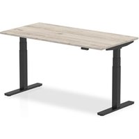 Air 1600 x 800mm Height Adjustable Office Desk Grey Oak Top Black Leg