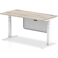 Air 1600x800 Height Adjustable Desk Grey Oak CP White Leg Modesty Pnl