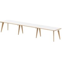 Oslo 1600mm Single Row 3 Person Desk White Top Wood Edge White Frame