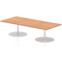 Italia 1800 x 800mm Rectangular Coffee Table Oak Top 475mm High Silver