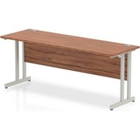 Impulse 1800 x 600mm Straight Office Desk Walnut Top Silver Cantilever