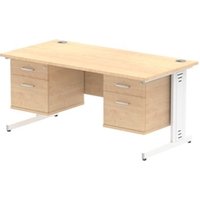 Impulse 1600 x 800mm Straight Office Desk Maple Top White Cable