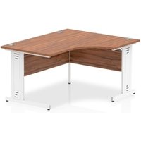 Impulse 1400mm Right Crescent Desk Walnut Top White Cable Managed Leg