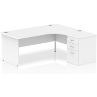 Impulse 1800mm Right Crescent Office Desk White Top Panel End Leg