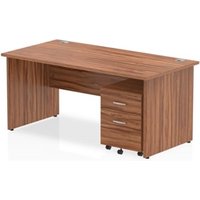 Impulse 1600 x 800mm Straight Office Desk Walnut Top Panel End Leg