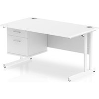 Impulse 1400 x 800mm Straight Office Desk White Top White Cantilever