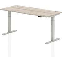 Air 1800x800mm Height Adjustable Desk Grey Oak Cable Ports Silver Leg