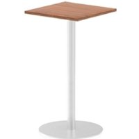 Italia 600mm Poseur Square Table Walnut Top 1145mm High Silver Leg