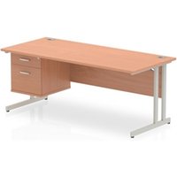 Impulse 1800 x 800mm Straight Office Desk Beech Top Silver Cantilever