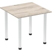 Impulse 800mm Square Table Grey Oak Top Chrome Post Leg I003614
