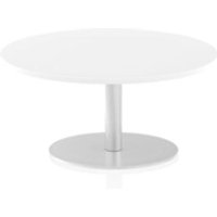 Italia 1000mm Round Coffee Table White Top 475mm High Silver Leg