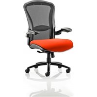 Houston Heavy Duty Task Operator Chair Black Mesh Back Bespoke Seat In Tabasco Orange