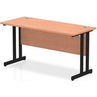 Impulse 1400 x 600mm Straight Office Desk Beech Top Black Cantilever