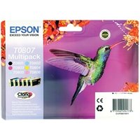 Epson T0807 Hummingbird 6 Colour Standard Capacity Ink Cartridge 6x7ml Multipack - C13T08074011 - Epson Stylus Photo Series Ink Cartridges - Epson Stylus Photo P50 Ink Cartridges
