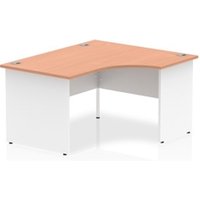Impulse 1400mm Right Crescent Office Desk Beech Top White Panel End