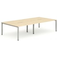 Evolve Plus 1400mm B2B 4 Person Office Bench Desk Maple Top Silver