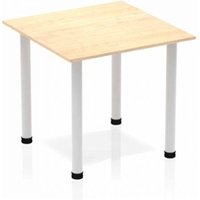 Impulse 800mm Square Table Maple Top Silver Post Leg BF00209