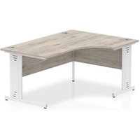 Impulse 1800mm Right Crescent Desk Grey Oak WhiteCable Managed Leg