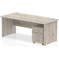 Impulse 1800 x 800mm Straight Office Desk Grey Oak Top Panel End Leg