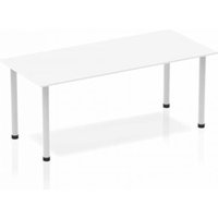 Impulse 1800mm Straight Table White Top Silver Post Leg BF00175