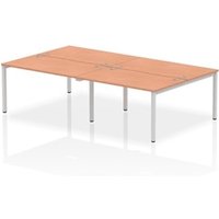 Impulse Bench B2B 4 Person 1400 Silver Frame Office Bench Desk Beech