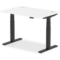 Air 1200x800mm Height Adjustable Desk White Top Cable Ports Black Leg