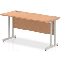 Impulse 1400/600 Rectangle Silver Cantilever Leg Desk Oak - MI002649