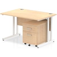 Impulse 1200x800mm Desk Maple Top White Cantilever Leg and Mobile Ped